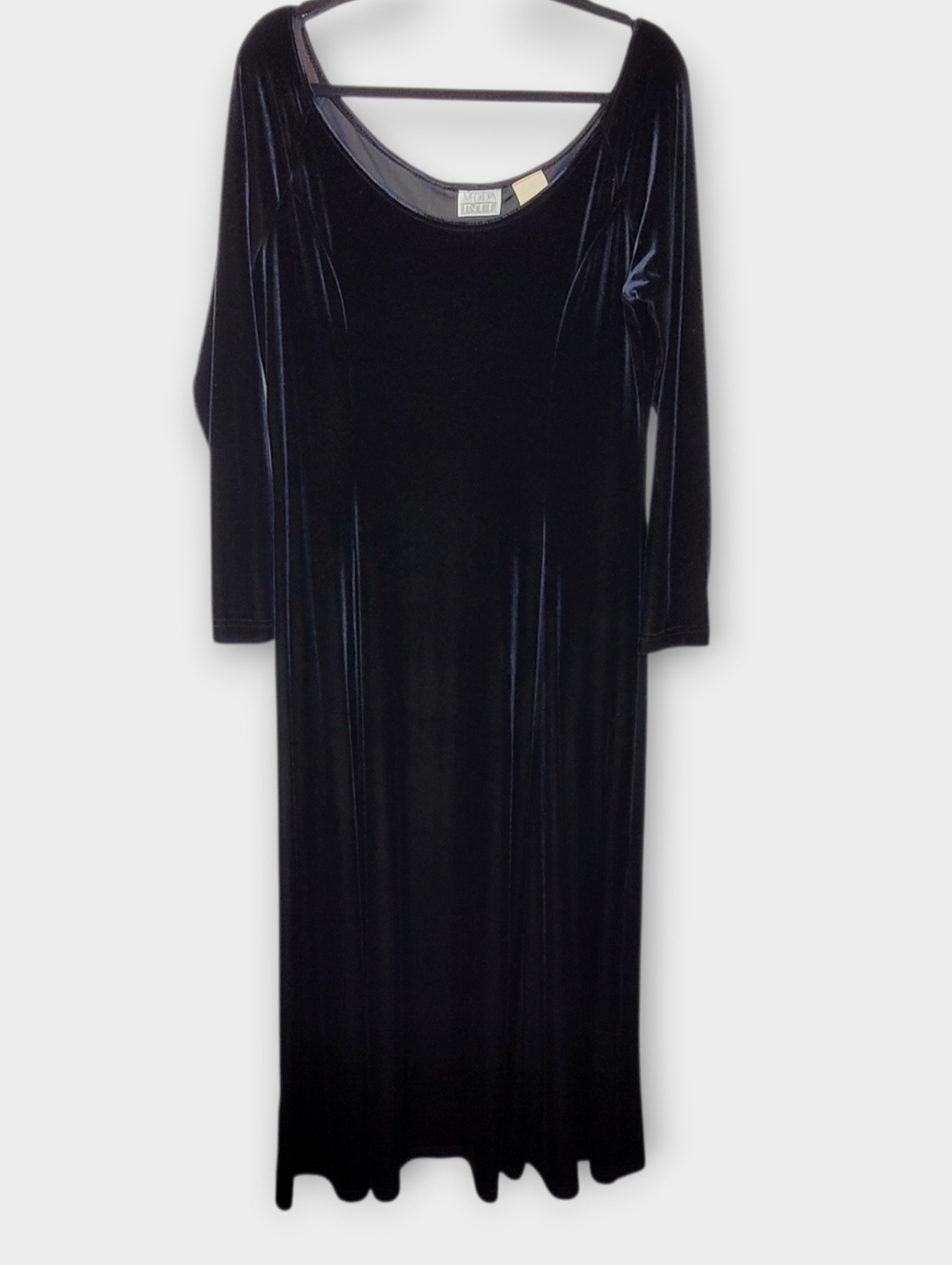 Vtg 90s Moda Intl Velvet Ballet Neck Maxi Dress XL Whimsigoth Witchy